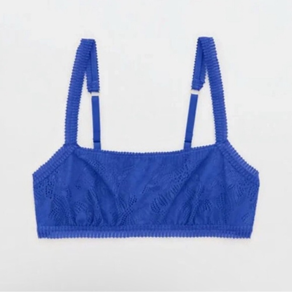 2/$30 Aerie Royal Blue Lace Bandeau Bralette Medium NWT